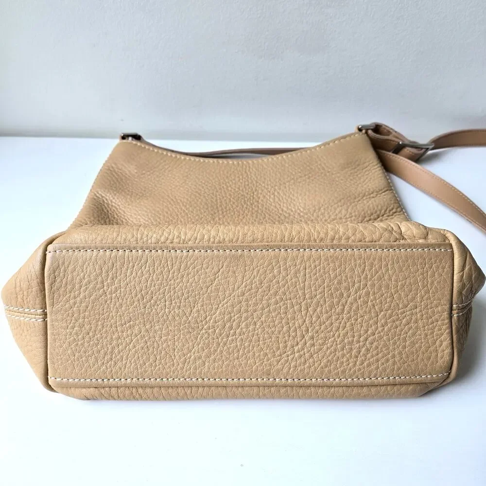 Coach Vintage Hudson Pebbled Leather Crossbody Purse Beige Neutral Bag Bullseye
